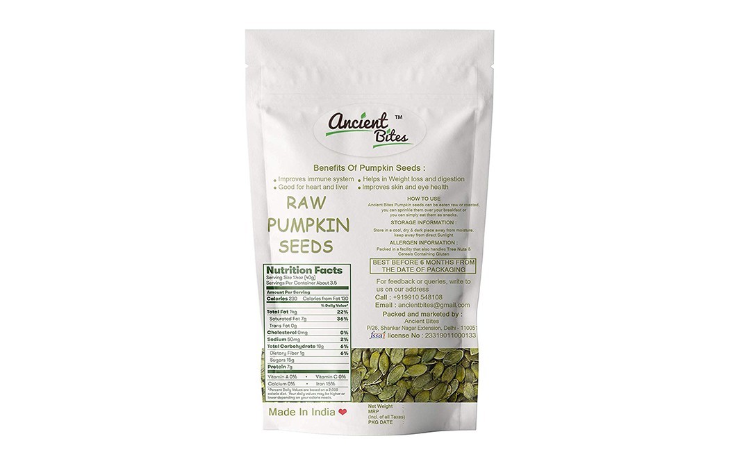 Ancient Bites Pumpkin Raw Seeds    Pack  1 kilogram